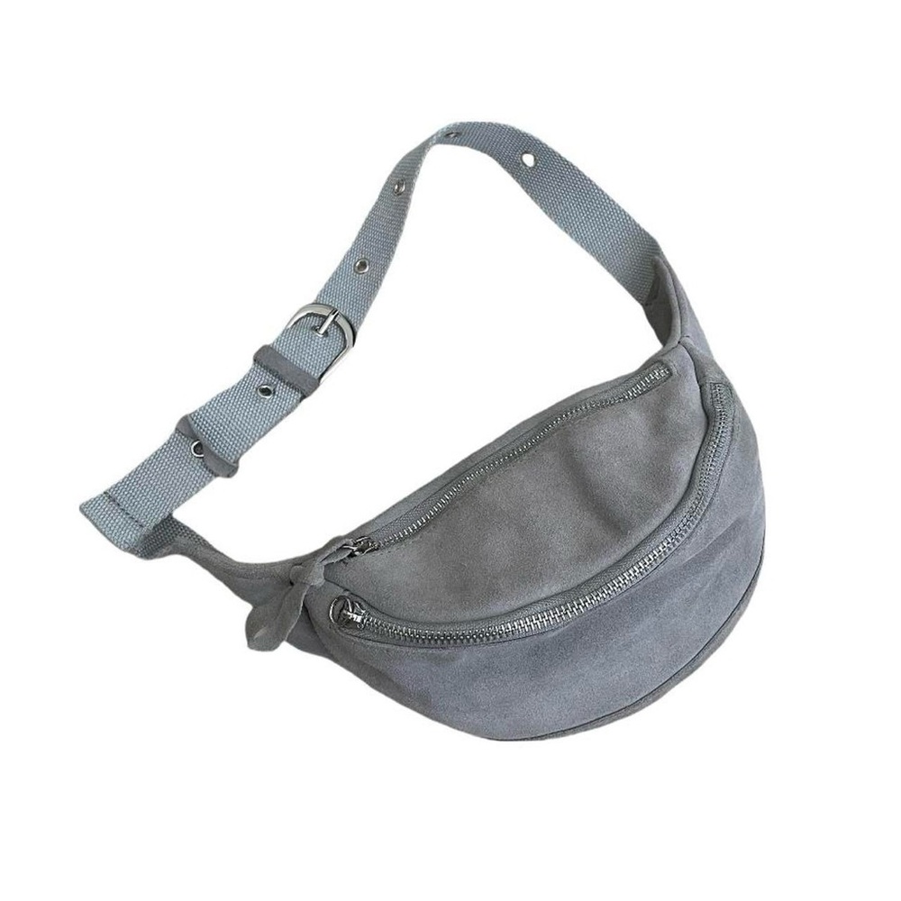 Stylish Gray Suede Belt Bag